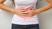 Woman having stomach ache