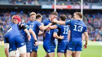 Leinster players celebrate try score 14/6/2025
