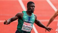 Israel Olatunde celebrates winning his heat 15/8/2022