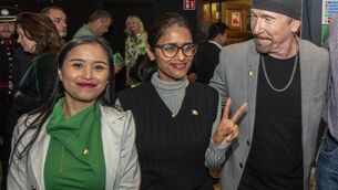 <p>The Edge, David Howell Evans, celebrating with fellow citizens after they received Irish citizenship at Gleneagle Killarney on Monday. He said: 'I moved to Ireland with my parents as a baby, so it’s not a stretch to say that this is long overdue! I have always felt Irish, Ireland will always be home to me and I’m so grateful for that.' Picture: Don MacMonagle</p>
