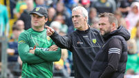Jim McGuinness with Naill McGee and Domhnall Barrett before the game 22/6/2025